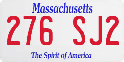 MA license plate 276SJ2