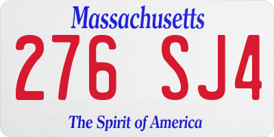 MA license plate 276SJ4