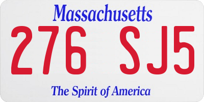 MA license plate 276SJ5