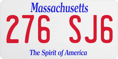 MA license plate 276SJ6