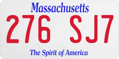 MA license plate 276SJ7