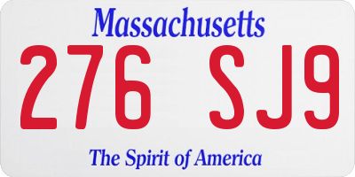 MA license plate 276SJ9