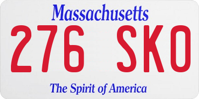MA license plate 276SK0