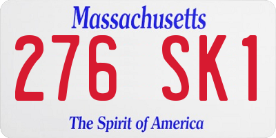 MA license plate 276SK1