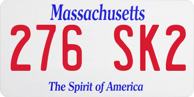 MA license plate 276SK2