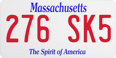 MA license plate 276SK5