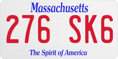 MA license plate 276SK6