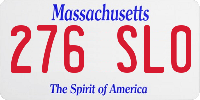 MA license plate 276SL0