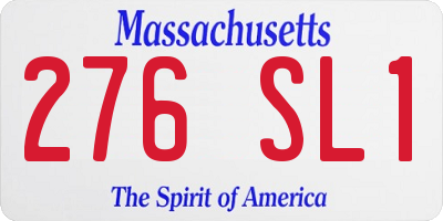 MA license plate 276SL1