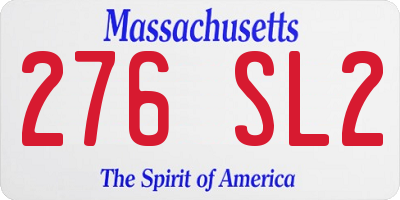 MA license plate 276SL2