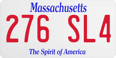 MA license plate 276SL4