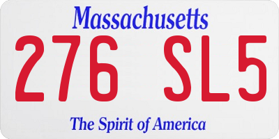 MA license plate 276SL5