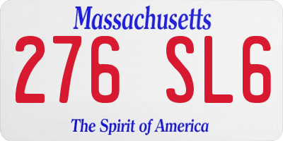 MA license plate 276SL6