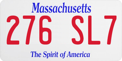 MA license plate 276SL7