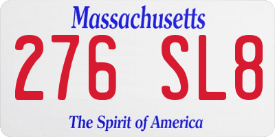MA license plate 276SL8