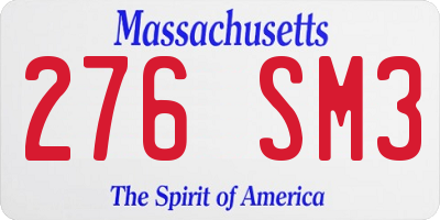 MA license plate 276SM3