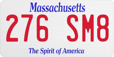 MA license plate 276SM8