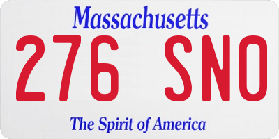 MA license plate 276SN0