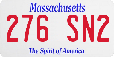 MA license plate 276SN2