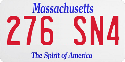 MA license plate 276SN4