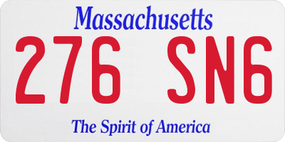 MA license plate 276SN6