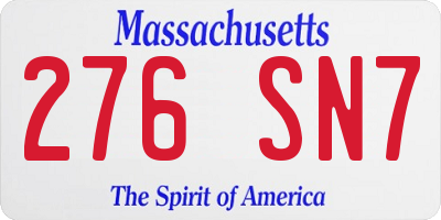 MA license plate 276SN7