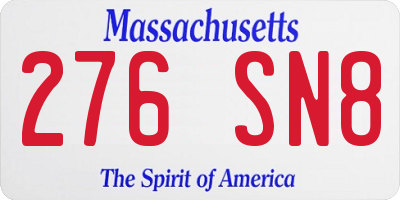 MA license plate 276SN8