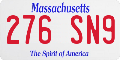 MA license plate 276SN9