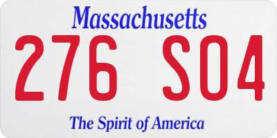 MA license plate 276SO4