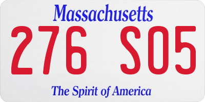 MA license plate 276SO5