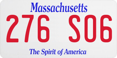 MA license plate 276SO6