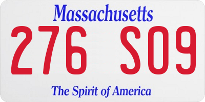 MA license plate 276SO9