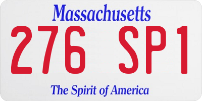 MA license plate 276SP1