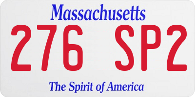MA license plate 276SP2
