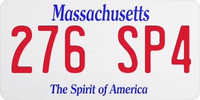 MA license plate 276SP4