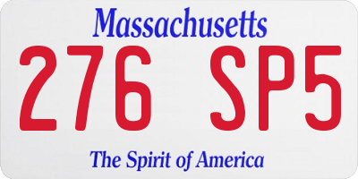 MA license plate 276SP5