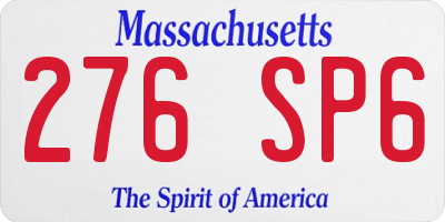 MA license plate 276SP6