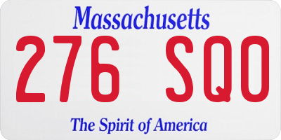 MA license plate 276SQ0