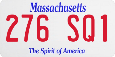 MA license plate 276SQ1