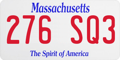 MA license plate 276SQ3