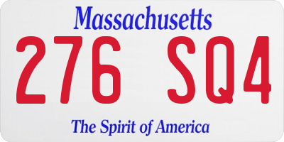 MA license plate 276SQ4