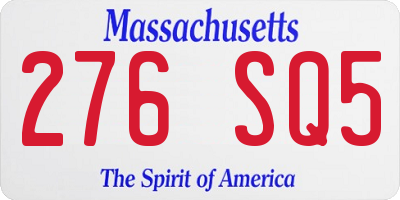 MA license plate 276SQ5