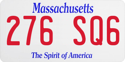 MA license plate 276SQ6