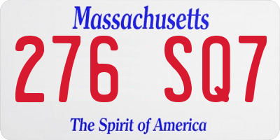 MA license plate 276SQ7