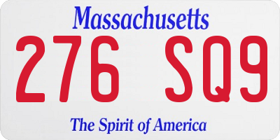 MA license plate 276SQ9