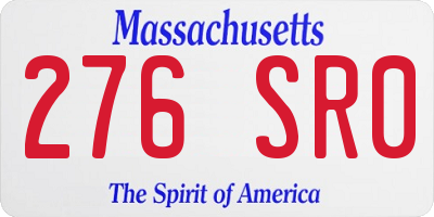MA license plate 276SR0