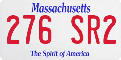 MA license plate 276SR2