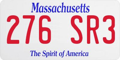 MA license plate 276SR3
