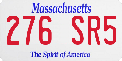 MA license plate 276SR5