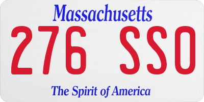 MA license plate 276SS0